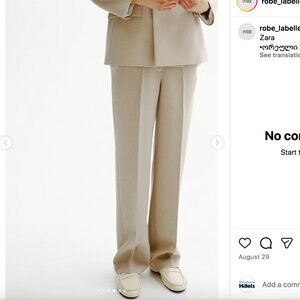 NWT ZARA STRAIGHT LEG PANTS sand